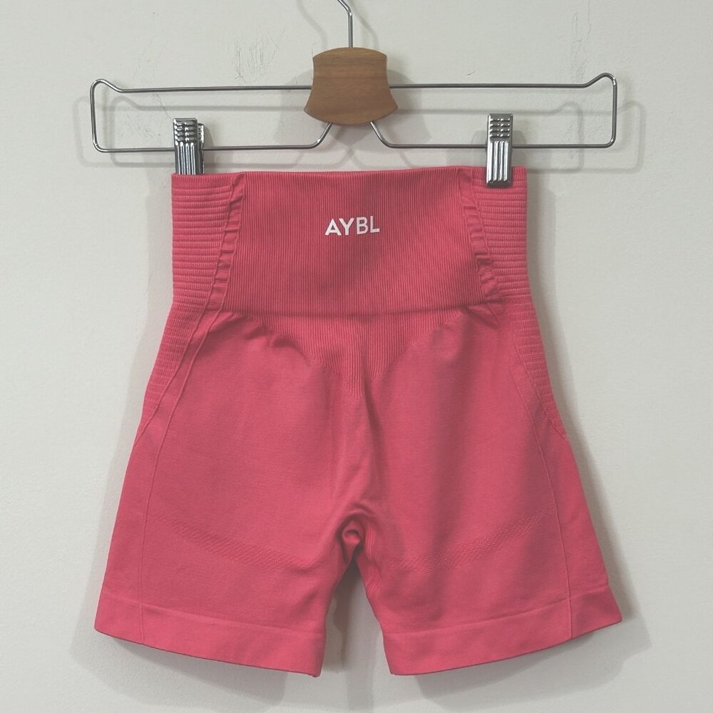 AYBL Womens XS Pink Scrunch Shorts Engineered Knit Enhanced Glute Contour Gym